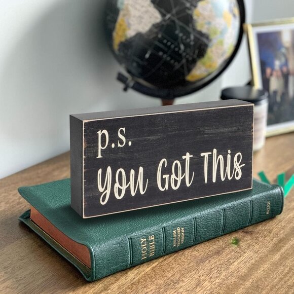 Motivational‎ Home Office Desk Black Decor Farmhouse Wooden Box Sign Gift - Picture 4 of 6